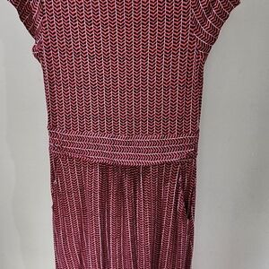 Boden Red Ribbed Sheath Dress Cap Sleeve